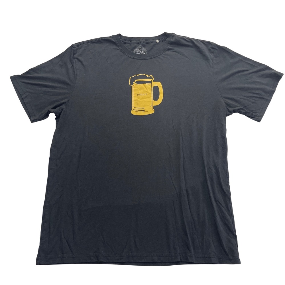 prAna Beer Belly Journeyman T-Shirt Mens XL Black Organic Cotton Blend Graphic